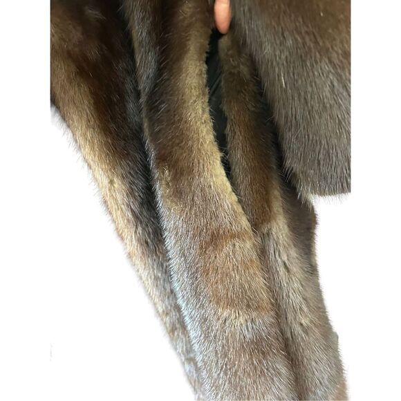 Vintage Schlampps Ranch Mink Fur Winter Coat Brown Women's Size Small - Picture 5 of 8